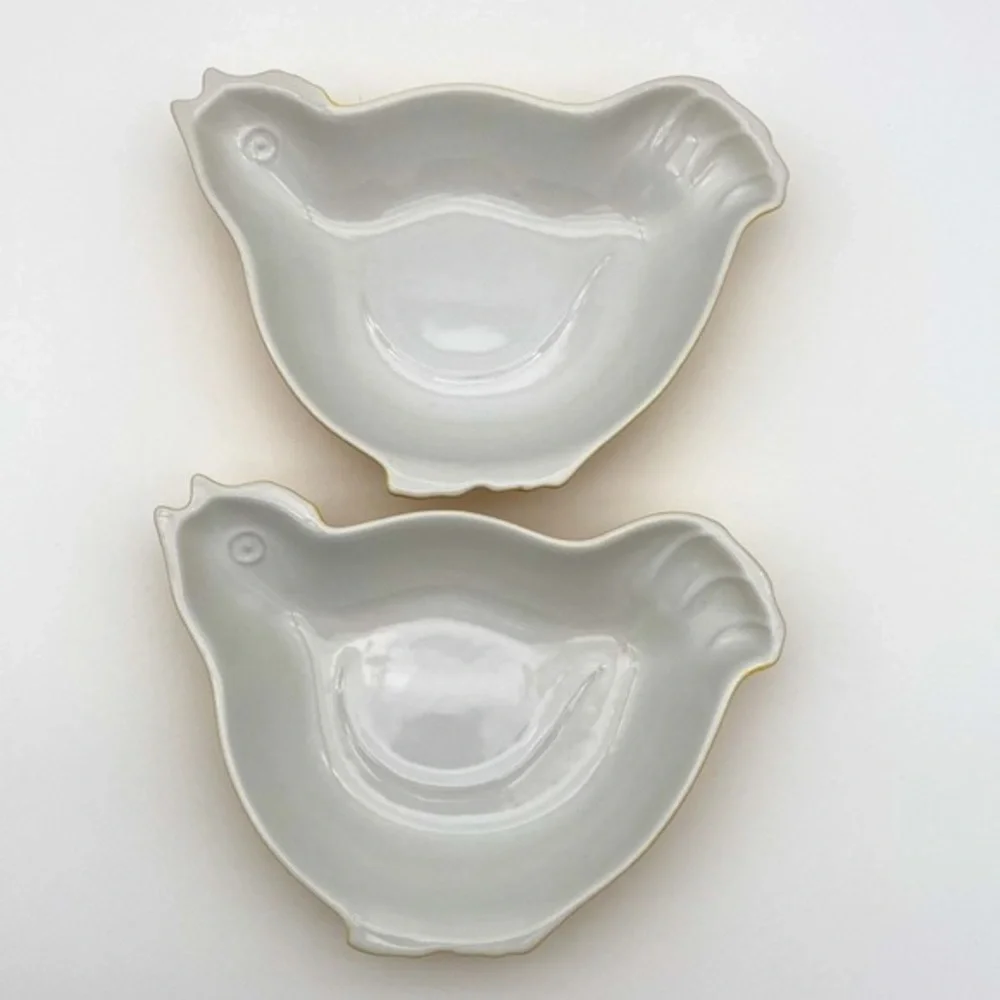 Pair of Vintage Sur La Table Yellow Chicken Ceramic Baking Dishes